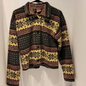 Womens Palmettos vintage button up crop fleece sweater size medium